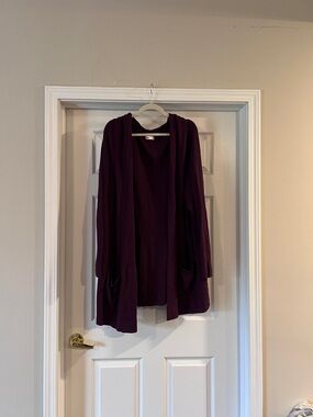 NWOT Croft & barrow Hooded Open-Front Cardigan - Plum